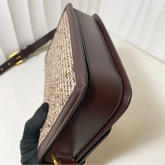 YSL Saint Laurent Tweed & Leather Solferino Shoulder Bag - Picture 9 of 11